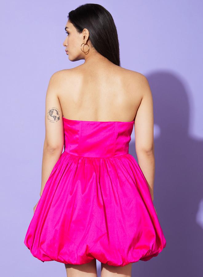 globus Sweetheart Bandeau Neck Balloon Hem Mini Dress - Image 3