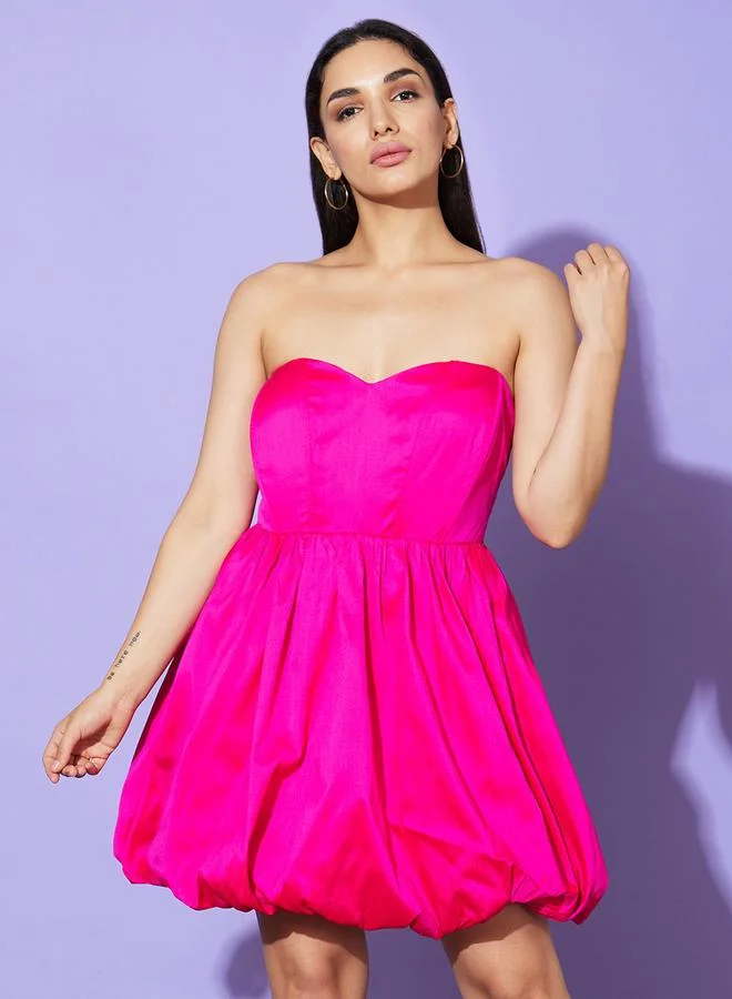 globus Sweetheart Bandeau Neck Balloon Hem Mini Dress