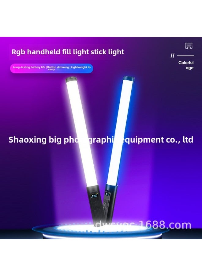 LED Handheld Full Color RGB Stick Lamp Photography Lamp Adjustable Color Temperature Ice Lamp External Shooting Portable Light Supplement Stick Led External Shooting Lamp-Light Source Color:Two-color Battery 2600 MA  - Image 2
