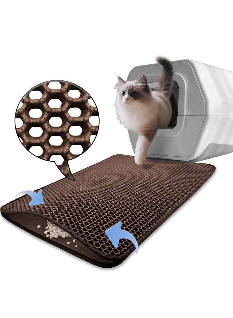 Cats Litter & Housebreaking 50*60 Brown Cat litter Mat Double Layer Pad Trapper Folding Pad EVA Foam Rubber - Image 1