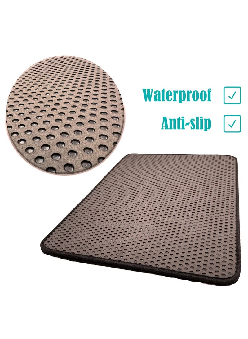 Cats Litter & Housebreaking 50*60 Brown Cat litter Mat Double Layer Pad Trapper Folding Pad EVA Foam Rubber - Image 4