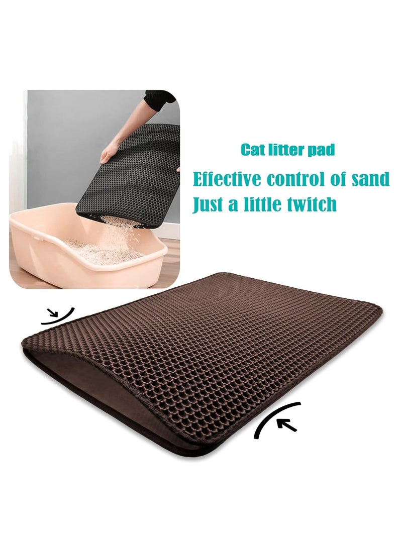 Cats Litter & Housebreaking 50*60 Brown Cat litter Mat Double Layer Pad Trapper Folding Pad EVA Foam Rubber - Image 5