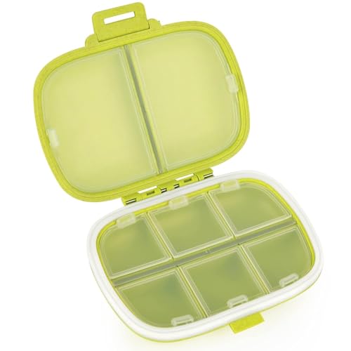COZY nose - Pill Medicine Organizer Storage Box with 8 Compartments - Moisture Proof, Made of Food Grade Cereal Fiber, BPA free Wheat Straw Material, Ideal for Travel, Pocket, Purse, Daily Pill Case, Portable Medicine Vitamin Holder Container - 1 Pc (Green) - Image 1