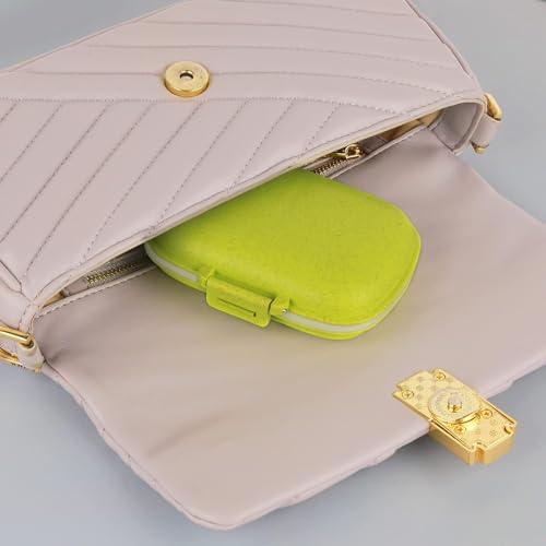 COZY nose - Pill Medicine Organizer Storage Box with 8 Compartments - Moisture Proof, Made of Food Grade Cereal Fiber, BPA free Wheat Straw Material, Ideal for Travel, Pocket, Purse, Daily Pill Case, Portable Medicine Vitamin Holder Container - 1 Pc (Green) - Image 5