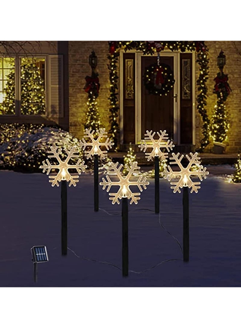 مجموعة من 5 مصابيح تعمل بالطاقة الشمسية للحدائق الخارجية ومسارات الثلج، منتجات إضاءة خارجية للحديقة والحديقة والديكورات المهرجانية - Image 2