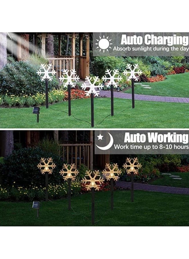 مجموعة من 5 مصابيح تعمل بالطاقة الشمسية للحدائق الخارجية ومسارات الثلج، منتجات إضاءة خارجية للحديقة والحديقة والديكورات المهرجانية - Image 3