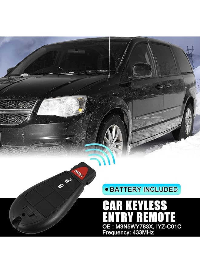 اكس أوتوهاوكس مفتاح سيارة بديل عن بعد بدون مفتاح M3N5Wy783X 433 ميجاهرتز لسيارة دودج جراند كارافان تشارلجر تشارجر دورانو لسيارة رام 3 أزرار مع مفتاح الباب رقم 56046707Ag/5026101Ad/68043590Aa - Image 2