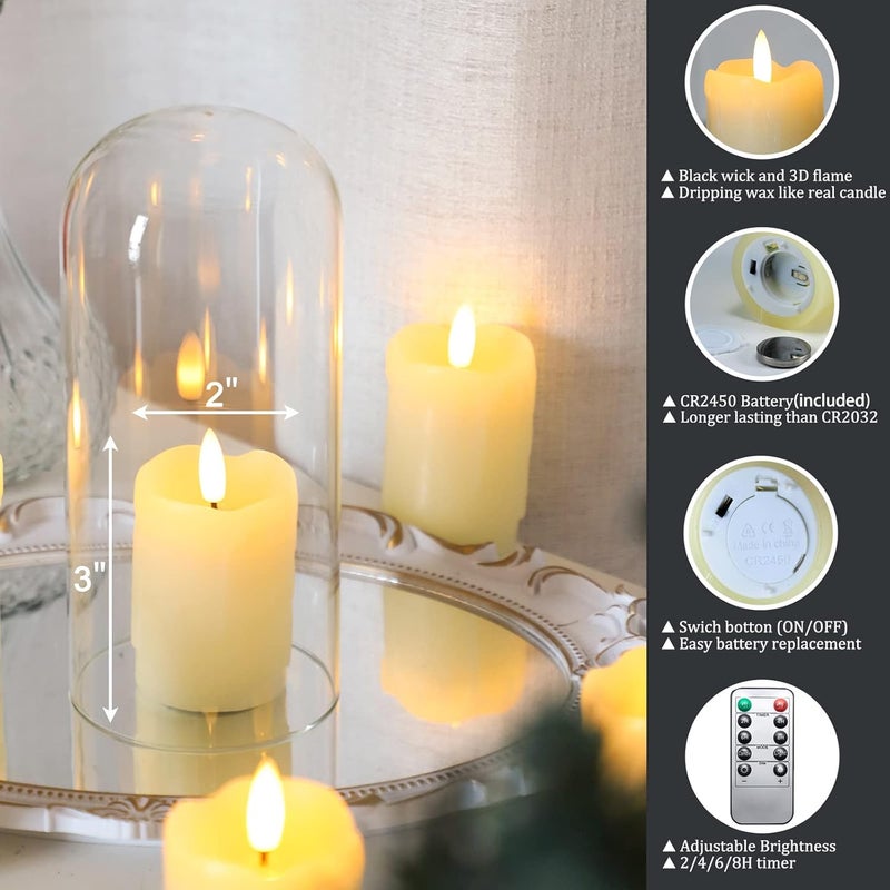 Lezonic Flameless Votive Candles Battery Operated with Remote and Timer Pack of 6 D2 X H3 LED Ivory White Long Lasting Flickering Wax Candles with Realistic 3D Flame - Image 2