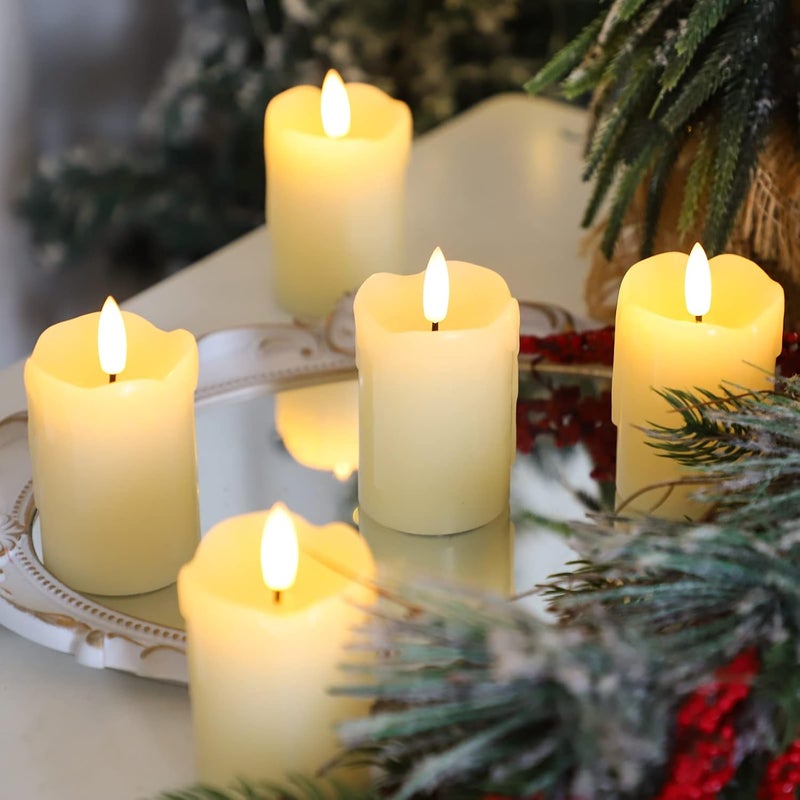 Lezonic Flameless Votive Candles Battery Operated with Remote and Timer Pack of 6 D2 X H3 LED Ivory White Long Lasting Flickering Wax Candles with Realistic 3D Flame - Image 4