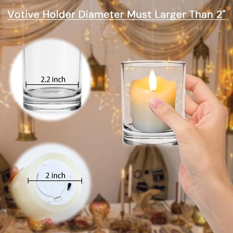 Lezonic Flameless Votive Candles Battery Operated with Remote and Timer Pack of 6 D2 X H3 LED Ivory White Long Lasting Flickering Wax Candles with Realistic 3D Flame - Image 3