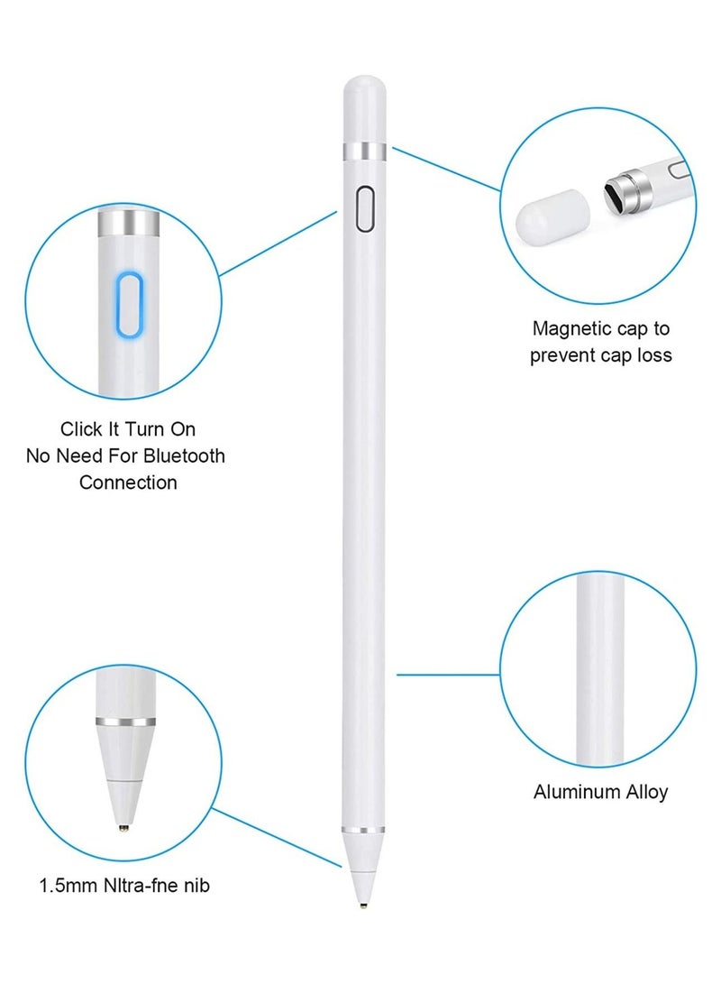 Stylus Pen for Touch Screens Rechargeable 1.5mm Fine Point Active Capacitive Stylus Smart Pencil Digital Compatible iPad and Most Tablets - Image 3