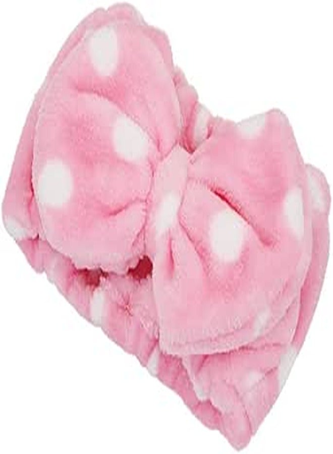 Bingcute Women Fashion Lovely Soft Carol Fleece Bowknot Bow Makeup Cosmetic Shower Elastic Hair Band Hairlace Headband (Pink Polka Dots) Bow Hair Band Multiple Styles