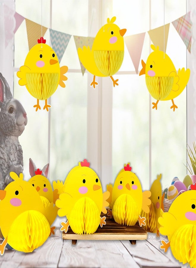 ٨ قطع من زينة طاولة على شكل كتكوت عيد الفصح - زينة طاولة ثلاثية الأبعاد على شكل دجاجة عيد الفصح، قطعة مركزية لطاولة حفلة عيد الفصح، حفلة عيد ميلاد بطابع الكتاكيت، لوازم حفلات حيوانات المزرعة - Image 2