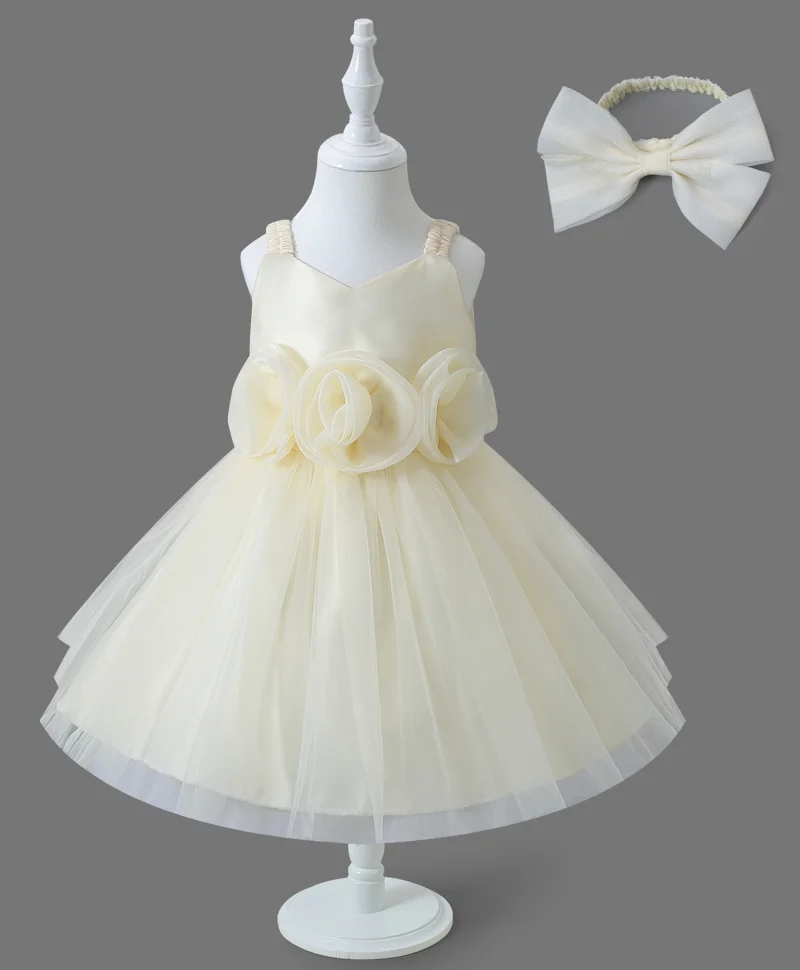 Mark & Mia Mark & Mia Solid Party Dress With Headband - Champagne