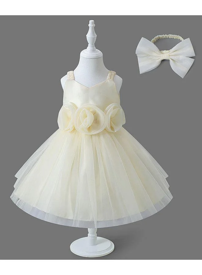 Mark & Mia Mark & Mia Solid Party Dress With Headband - Champagne