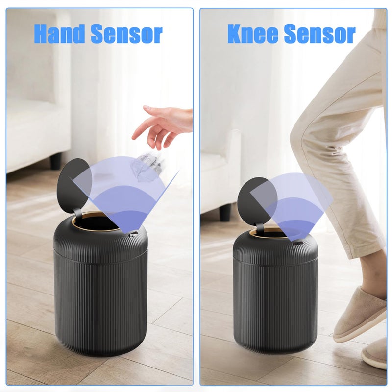 URALFA Motion Sensor Trash Can with Lid, 3 Gallon / 11 L Automatic Bathroom Trash Can, Touchless Trash Bin, Smart Plastic Garbage Can for Bedroom, Kitchen, Living Room, Office, Black - Image 4