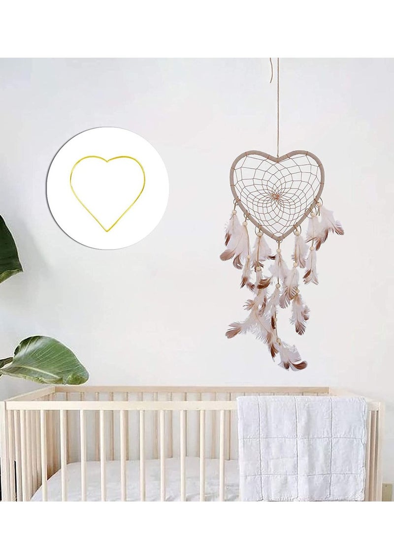 Y&D 8 Metal Rings Golden Hoop Craft Heart-Shaped Ring Lace Pendant Wedding Wreath Decoration Dream Catcher Supplies Creation DIY Crafts  - Image 2