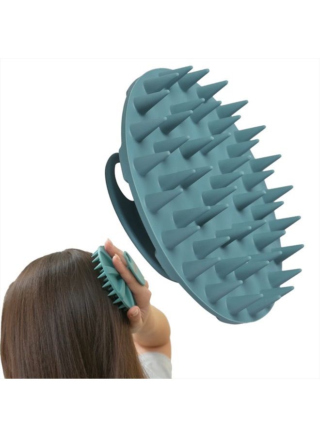 Innerneed Scalp Massager Shampoo Brush, Wet & Dry Manual Scalp Care Head Scrubber Hair Washing, Soft Silicone Bristles, for Hair Growth, Dandruff Removal, Comfortable for All Hair Types (Dark Green) - Image 1