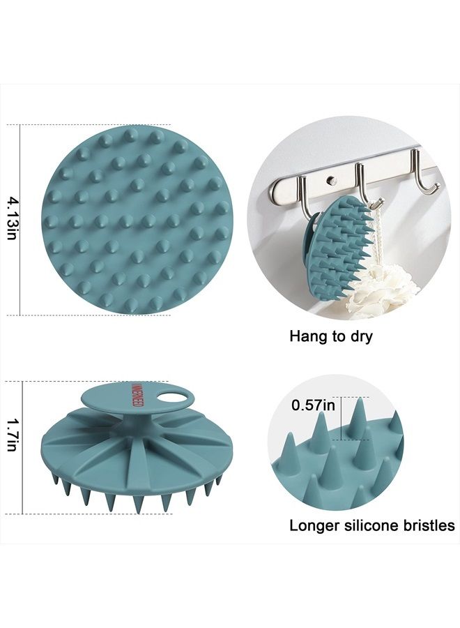 Innerneed Scalp Massager Shampoo Brush, Wet & Dry Manual Scalp Care Head Scrubber Hair Washing, Soft Silicone Bristles, for Hair Growth, Dandruff Removal, Comfortable for All Hair Types (Dark Green) - Image 2