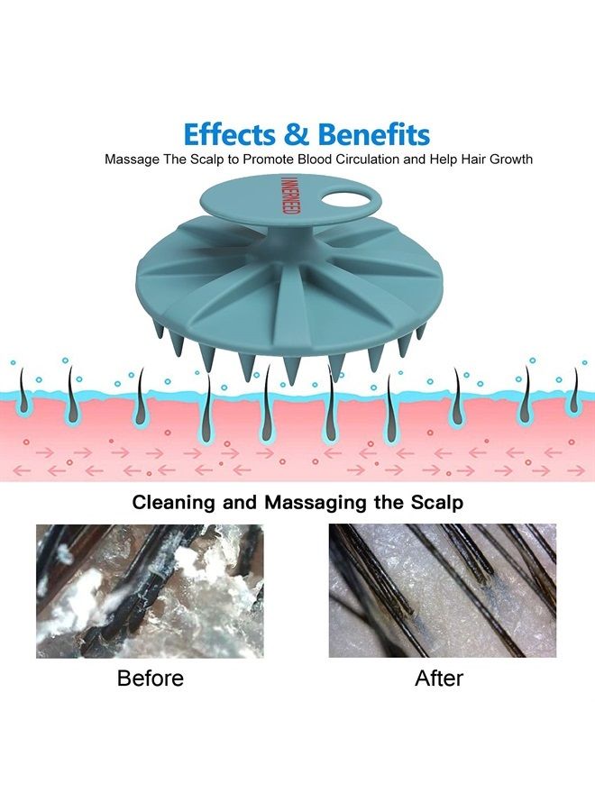 Innerneed Scalp Massager Shampoo Brush, Wet & Dry Manual Scalp Care Head Scrubber Hair Washing, Soft Silicone Bristles, for Hair Growth, Dandruff Removal, Comfortable for All Hair Types (Dark Green) - Image 4