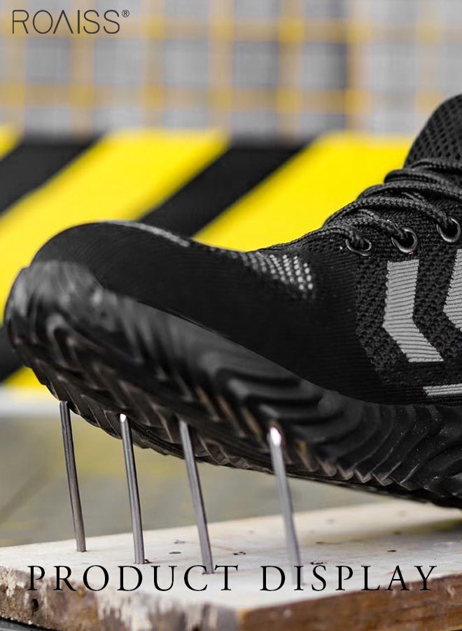 roaiss Men Steel Toe Safety Shoes, Puncture Proof Work Shoes, Stylish Sneakers Breathable Running Shoes with Soft Sole, Comfy Low Top Sports Shoes, Suitable for Construction, Industrial Sites, Manufacturing and Outdoor Activities Black - Image 4