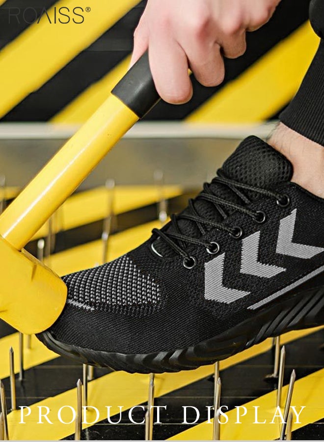 roaiss Men Steel Toe Safety Shoes, Puncture Proof Work Shoes, Stylish Sneakers Breathable Running Shoes with Soft Sole, Comfy Low Top Sports Shoes, Suitable for Construction, Industrial Sites, Manufacturing and Outdoor Activities Black - Image 5