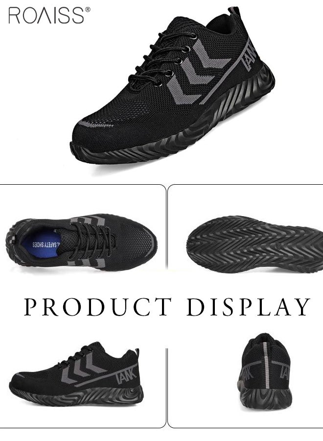 roaiss Men Steel Toe Safety Shoes, Puncture Proof Work Shoes, Stylish Sneakers Breathable Running Shoes with Soft Sole, Comfy Low Top Sports Shoes, Suitable for Construction, Industrial Sites, Manufacturing and Outdoor Activities Black - Image 2