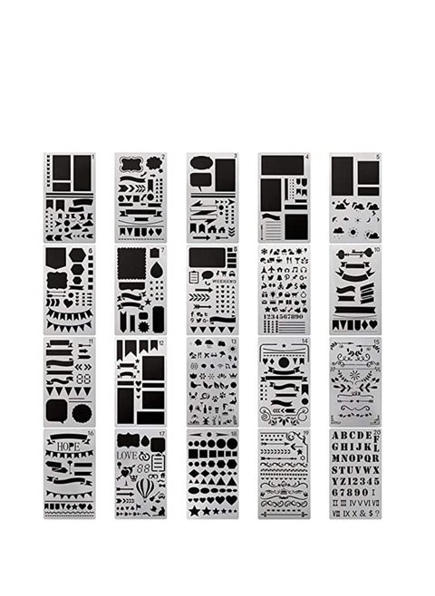 Bullet Journal 20 PCS Journal Stencil Plastic Planner Set for Journal Notebook Diary Scrapbook DIY Drawing Template Journal Stencils 4x7 Inch