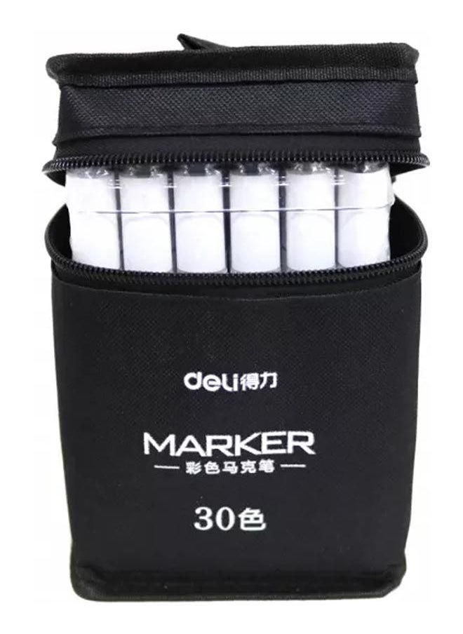 Deli A Box Of Double-Pointed Marker  Beveled And Normal 30 Pcs  - Image 1