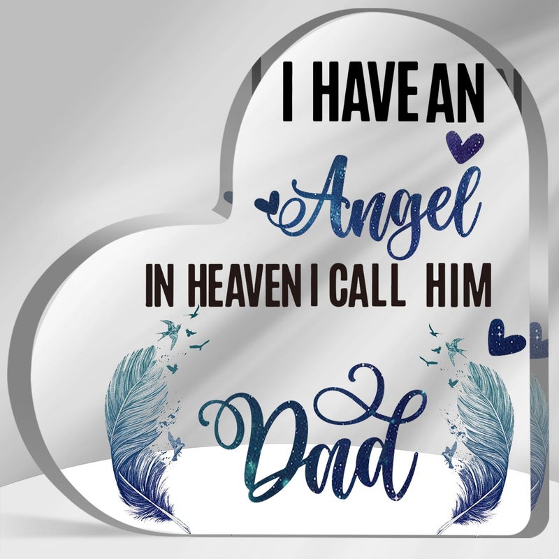 Toerifer Sympathy Memorial Gift for Loss Loved One Father I Have Angel Dad Sign Bereavement Remembrance Paperweight Keepsake Funeral Grief Condolence Memorial Table Home Feather Decorations - Image 1