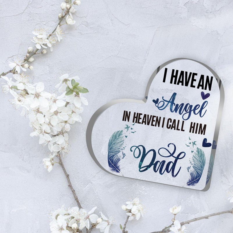 Toerifer Sympathy Memorial Gift for Loss Loved One Father I Have Angel Dad Sign Bereavement Remembrance Paperweight Keepsake Funeral Grief Condolence Memorial Table Home Feather Decorations - Image 3