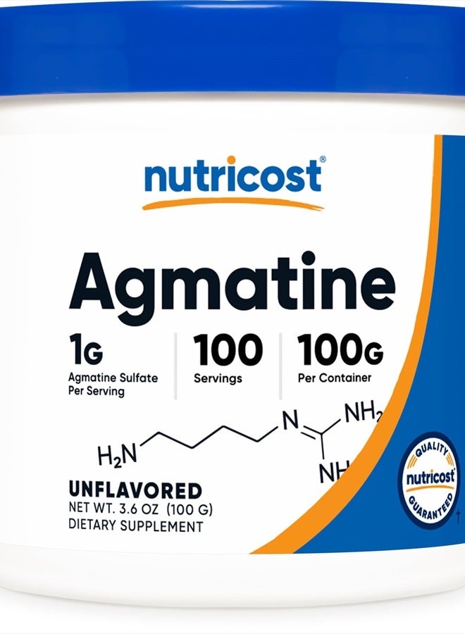 Nutricost Agmatine 100 Grams - Pure Agmatine Powder 100 Servings (Agmatine Sulfate) - Image 1