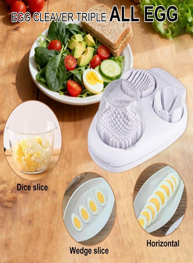 Velicber 3 in 1 Egg Slicer For Hard Boiled Eggs, 3 Slice Modes Egg Slicer with Stainless Steel Wire Egg Cutter Heavy Duty for Hard Boiled Eggs, Strawberry, Grape, Kitchen Dicer Tool - Image 2