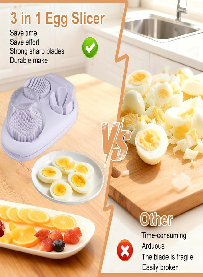 Velicber 3 in 1 Egg Slicer For Hard Boiled Eggs, 3 Slice Modes Egg Slicer with Stainless Steel Wire Egg Cutter Heavy Duty for Hard Boiled Eggs, Strawberry, Grape, Kitchen Dicer Tool - Image 3