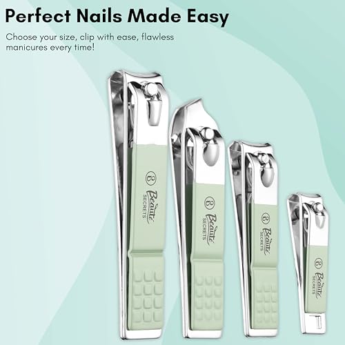Beauté Secrets Nail Cutter Set, 18 Pieces Grooming Kit (Eyebrow Razor, Tweezer, Hair Plucker, Baby Nail Cutter, Ear Cleaner,Nail Cleaner,) Pedicure Gift for Men and Women (Green) - Image 5