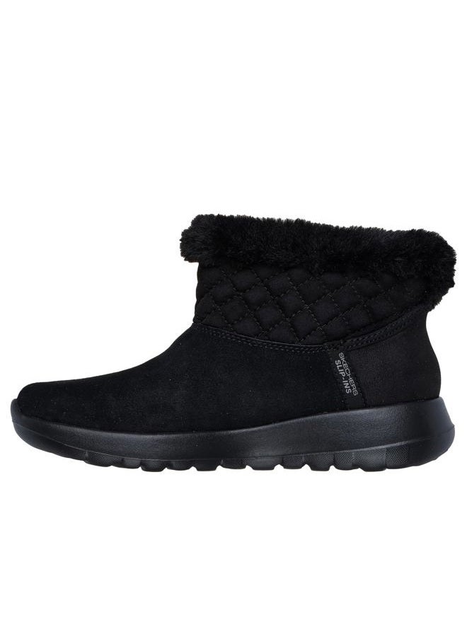 SKECHERS حذاء كاحل نسائي يوم الثلج السعيد، أسود/أسود، 8 - Image 2