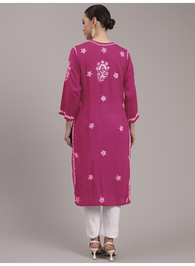 Alaya Hand Embroidered Chikankari Modal Kurta-AL4059 - Image 2