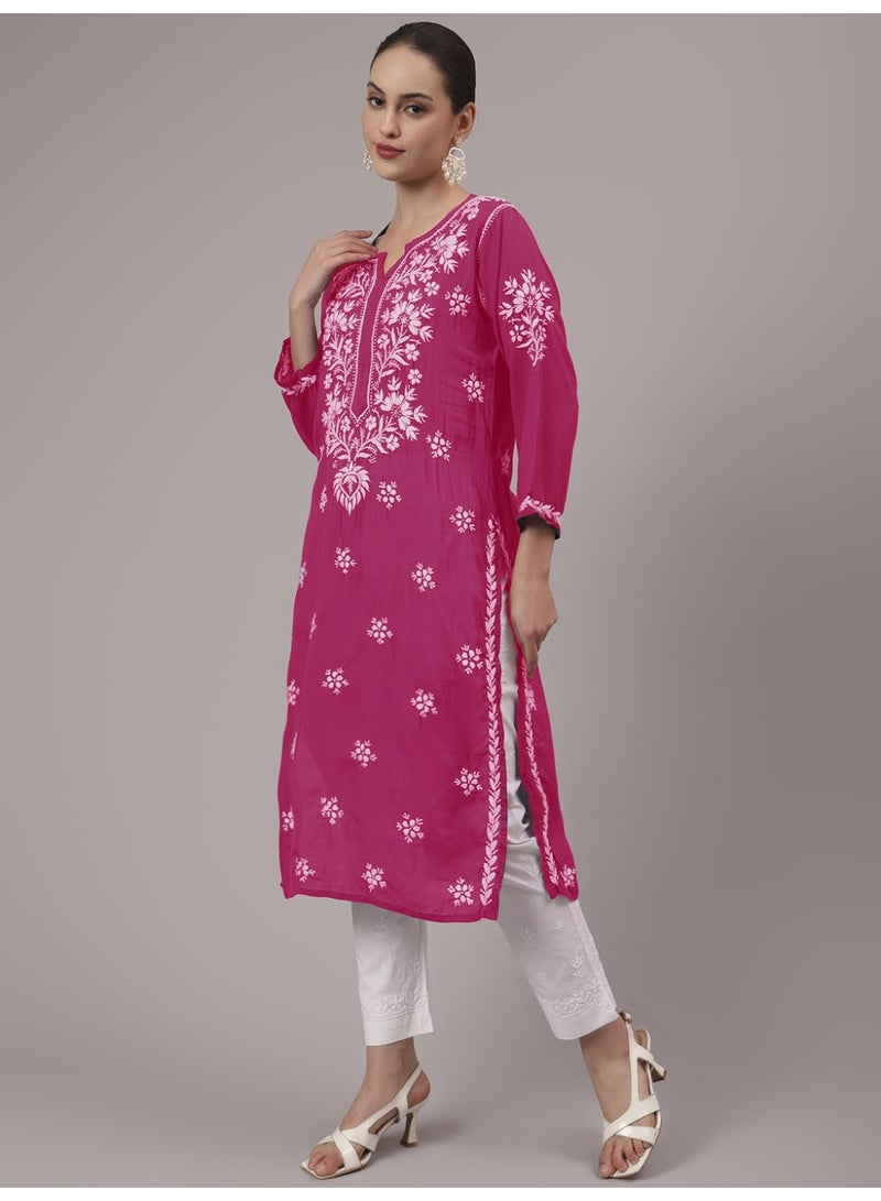 Alaya Hand Embroidered Chikankari Modal Kurta-AL4059 - Image 3