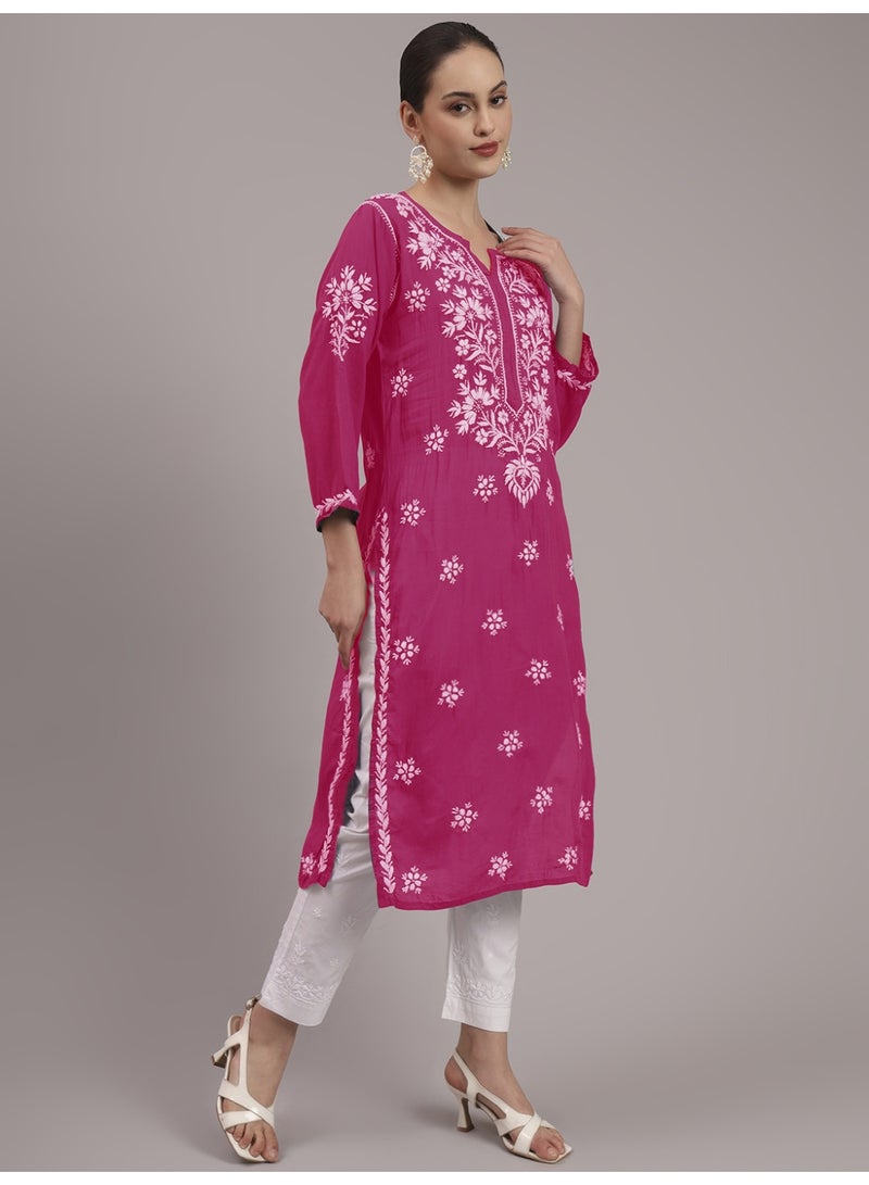 Alaya Hand Embroidered Chikankari Modal Kurta-AL4059 - Image 4