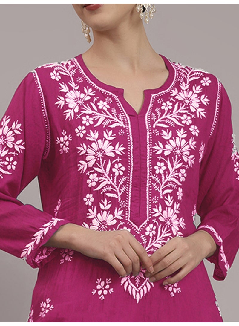Alaya Hand Embroidered Chikankari Modal Kurta-AL4059 - Image 5