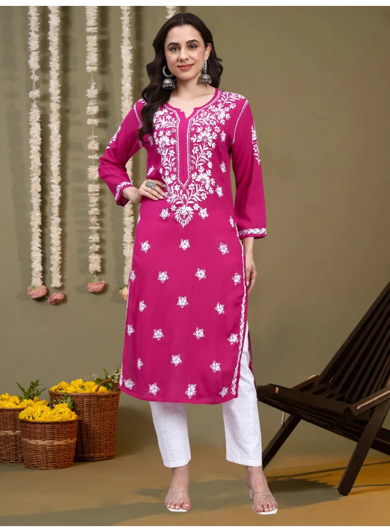 Hand Embroidered Chikankari Modal Kurta-AL4059