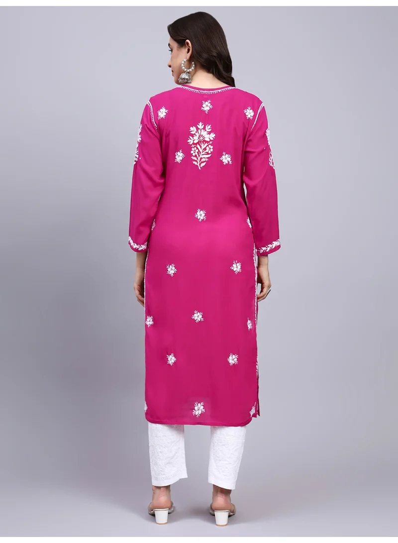Alaya Magenta Hand Embroidered Chikankari Modal Kurta-AL4059 for Women | Best Price UAE