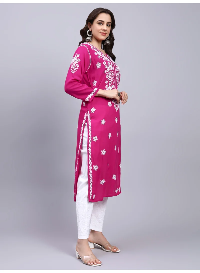 Alaya Magenta Hand Embroidered Chikankari Modal Kurta-AL4059 for Women | Best Price UAE