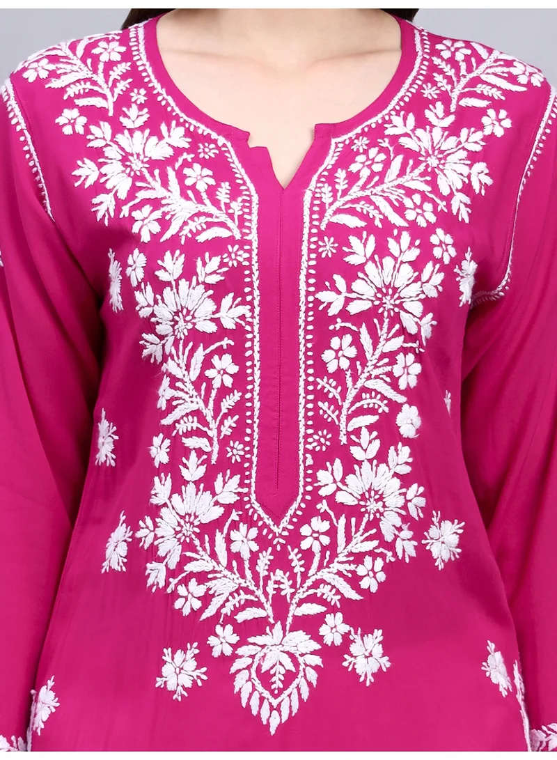 Alaya Magenta Hand Embroidered Chikankari Modal Kurta-AL4059 for Women | Best Price UAE