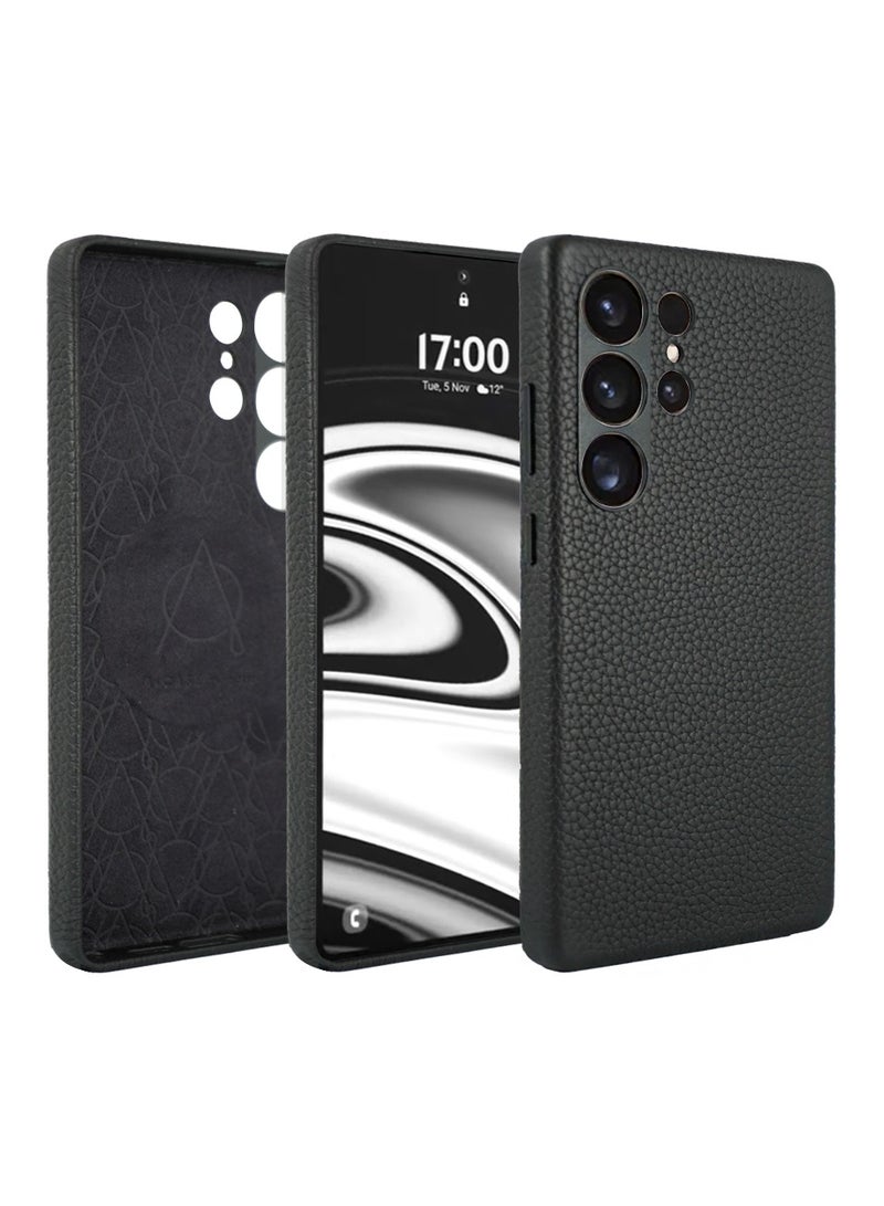 A-Case حافظة أمور من سلسلة My Case مصنوعة من جلد طبيعي فاخر لحماية كاملة متوافقة مع Magsafe - أسود - Image 1