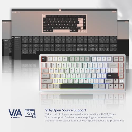 Womier RD75 Pro 75% Wireless Gaming Keyboard, Quick Release Aluminum Keyboard, QMK/VIA Tri-Mode Mechanical Key Board Custom Hot Swappable with RGB Creamy for Windows/Mac/PC - Silver - Image 3