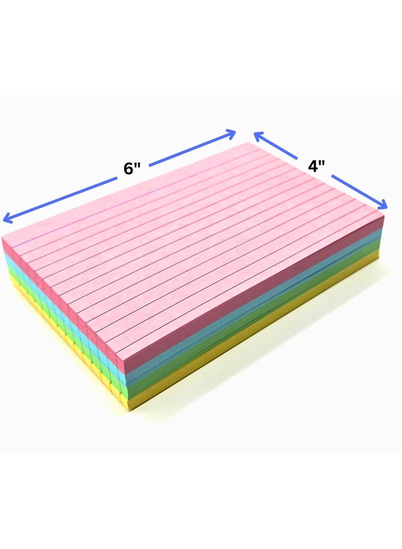 (Pack of 3) Ruled Index Cards (100 Pack)  – 6” x 4” Ruled Colored 240 GSM Record Cards for Note Taking, Flashcards, Lists, Studying, and Office or School Use - Image 2