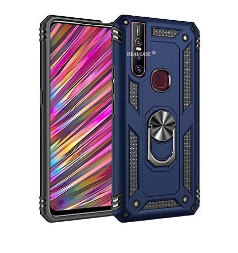 REALCASE Polycarbonate Vivo V15 Back Cover Case | Heavy Duty Dual Layer Hybrid Shock Proof Armor Defender Ring Case Back Cover for Vivo V15 (Blue) - Image 2