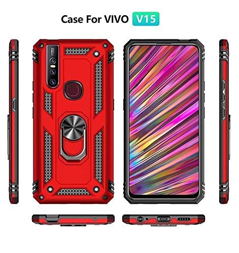 REALCASE Polycarbonate Vivo V15 Back Cover Case | Heavy Duty Dual Layer Hybrid Shock Proof Armor Defender Ring Case Back Cover for Vivo V15 (Blue) - Image 4