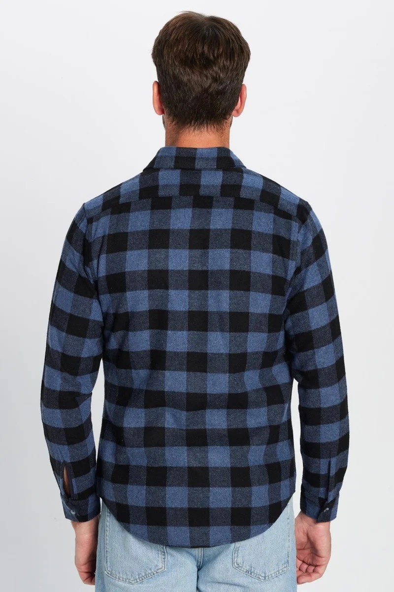 تودورس Men's Slim Fit Slim Fit Lumberjack Button-down Collar Checkered Winter Shirt